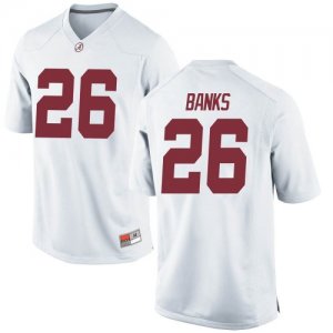 Youth Alabama Crimson Tide #26 Marcus Banks White Replica NCAA College Football Jersey 2403TXLC3